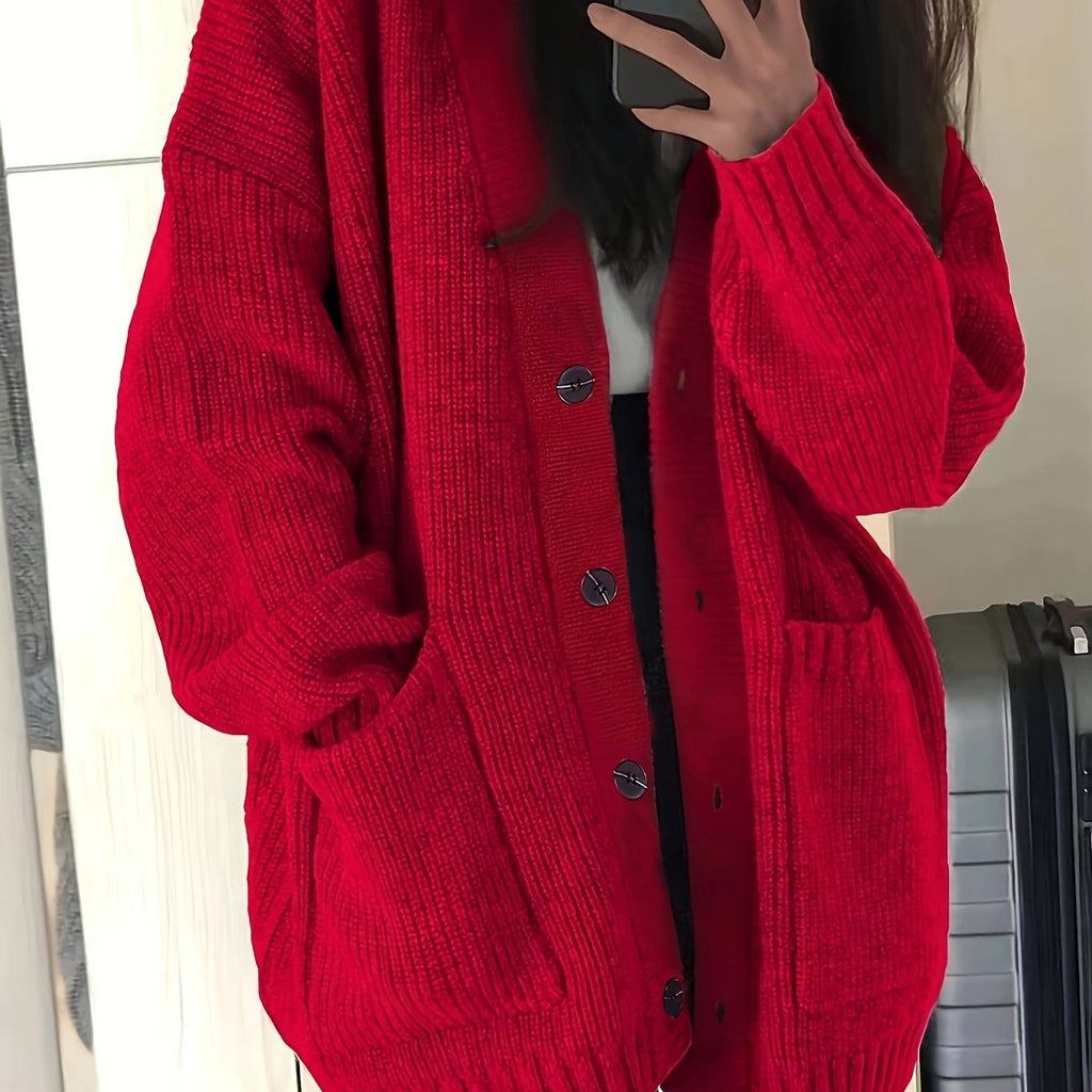 Women's Oversized Chunky Button-Front Cardigan for Cool Mornings