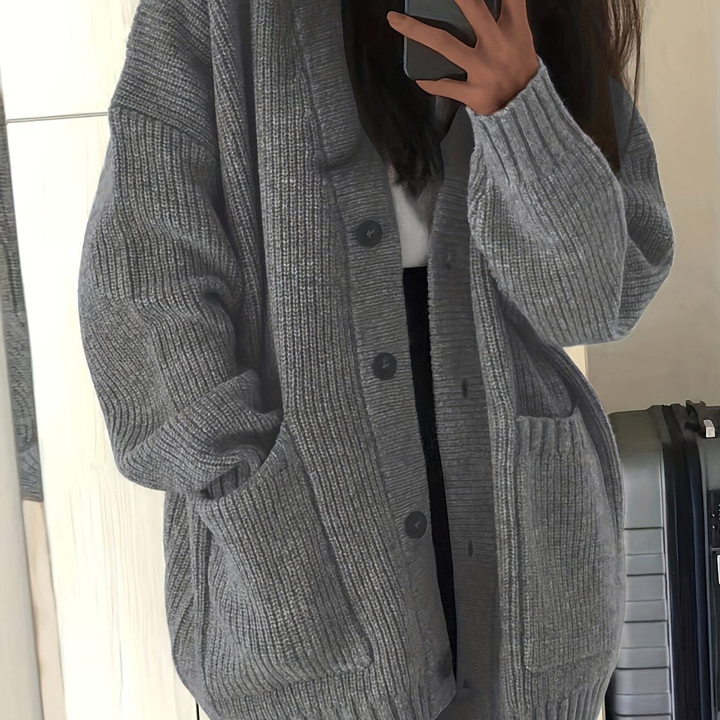 Women's Oversized Chunky Button-Front Cardigan for Cool Mornings