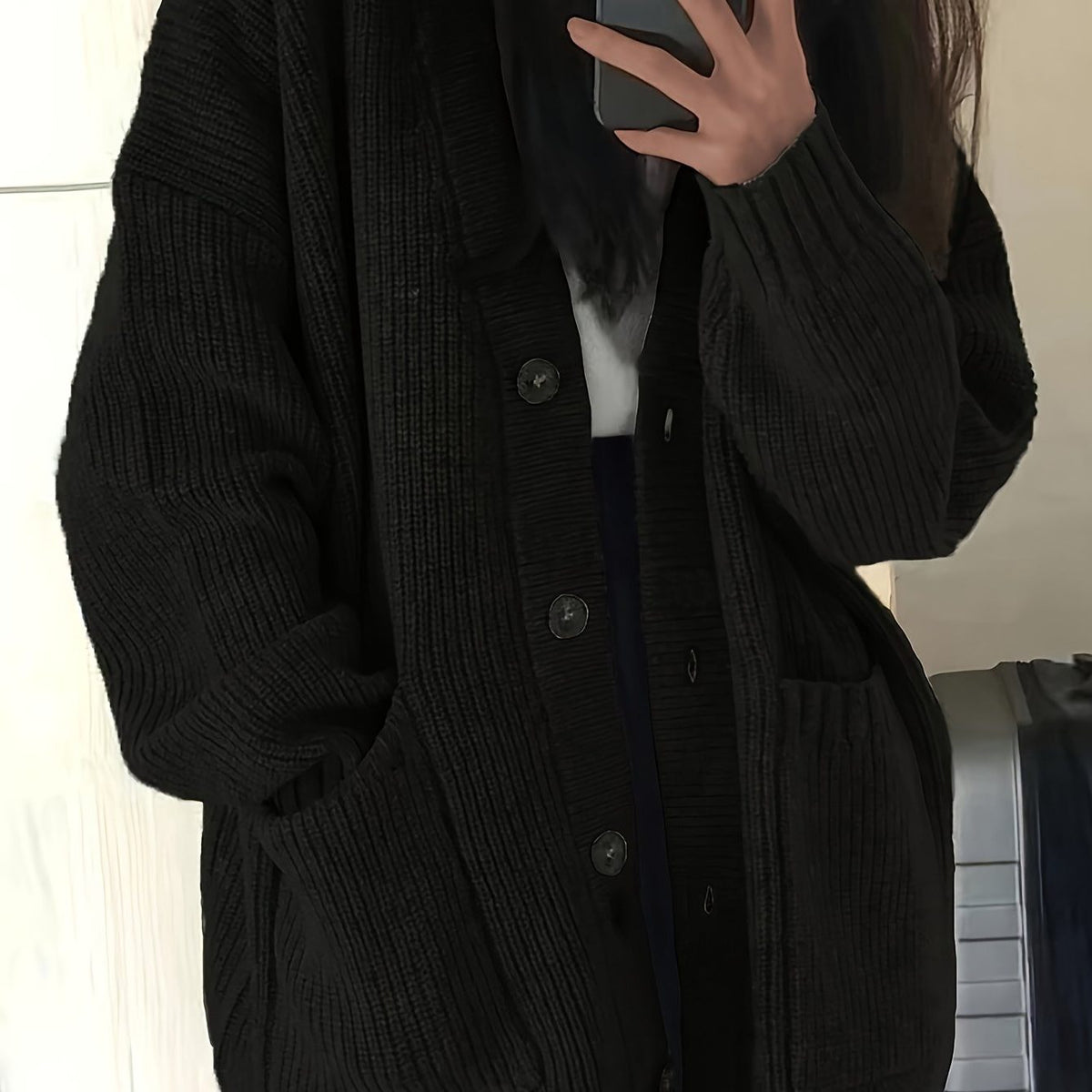 Women's Oversized Chunky Button-Front Cardigan for Cool Mornings
