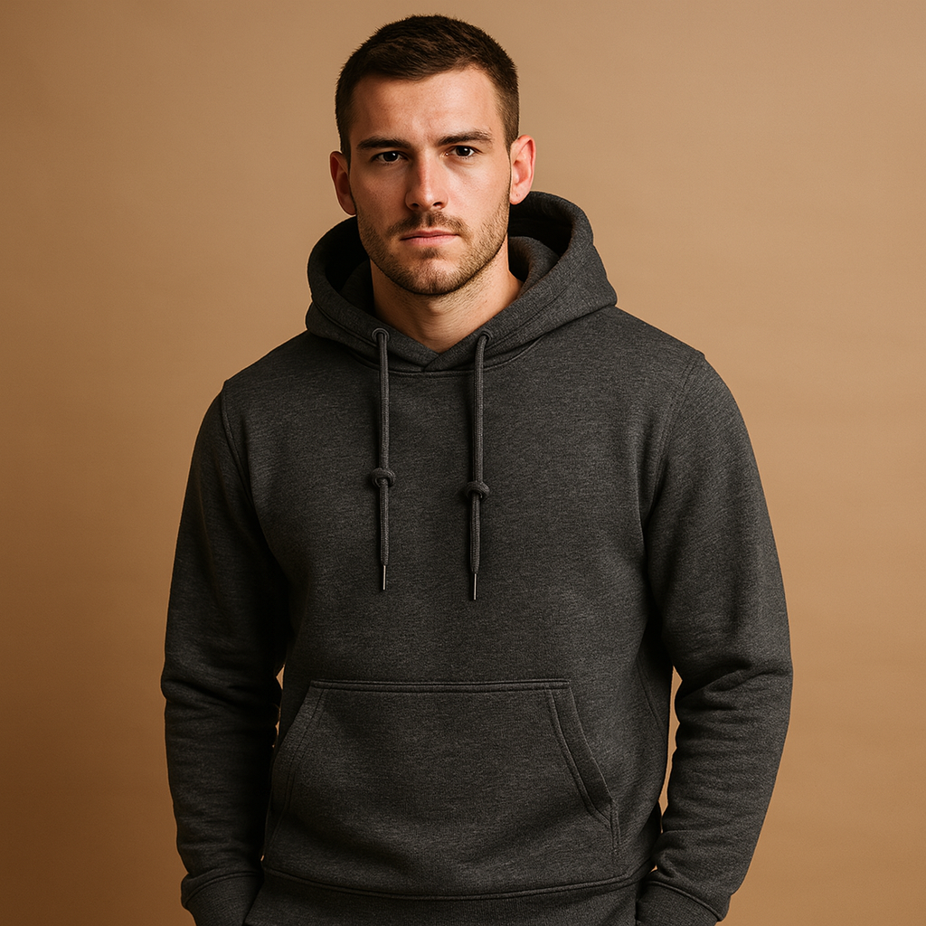 Men's Simple Pullover Hoodie for Lazy Days and Weekend Errands - Dark Gray
