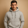 Men's Simple Pullover Hoodie for Lazy Days and Weekend Errands - Light Gray