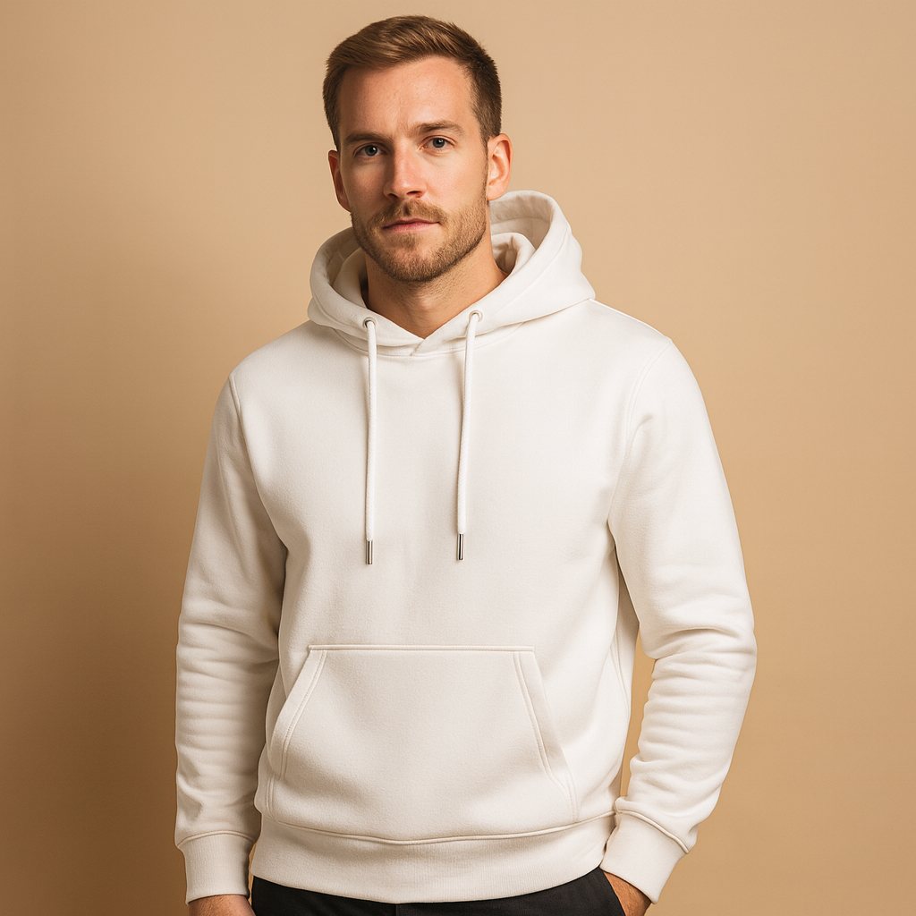 Men's Simple Pullover Hoodie for Lazy Days and Weekend Errands - White
