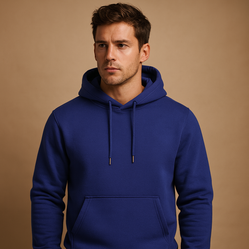 Men's Simple Pullover Hoodie for Lazy Days and Weekend Errands - Dark Blue