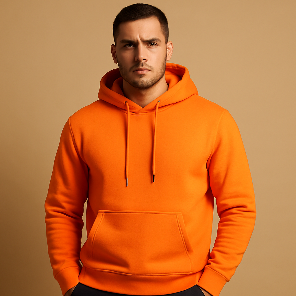Men's Simple Pullover Hoodie for Lazy Days and Weekend Errands - Orange
