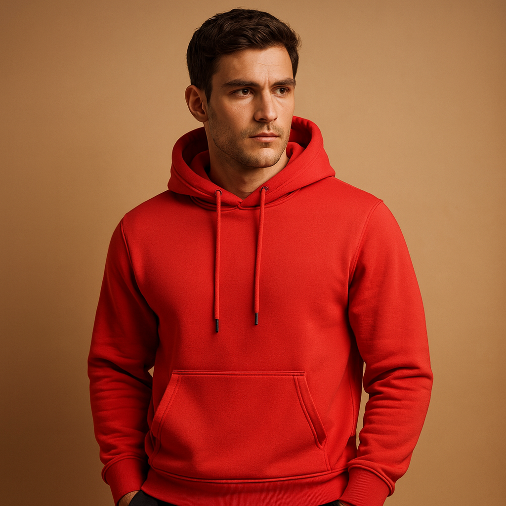 Men's Simple Pullover Hoodie for Lazy Days and Weekend Errands - Red