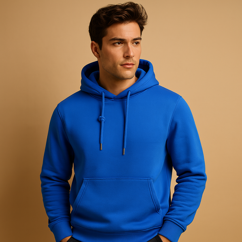 Men's Simple Pullover Hoodie for Lazy Days and Weekend Errands - Royal Blue
