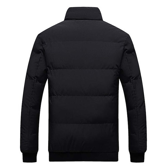 Men's Stand-Collar Quilted Zip Puffer in a Short Cut