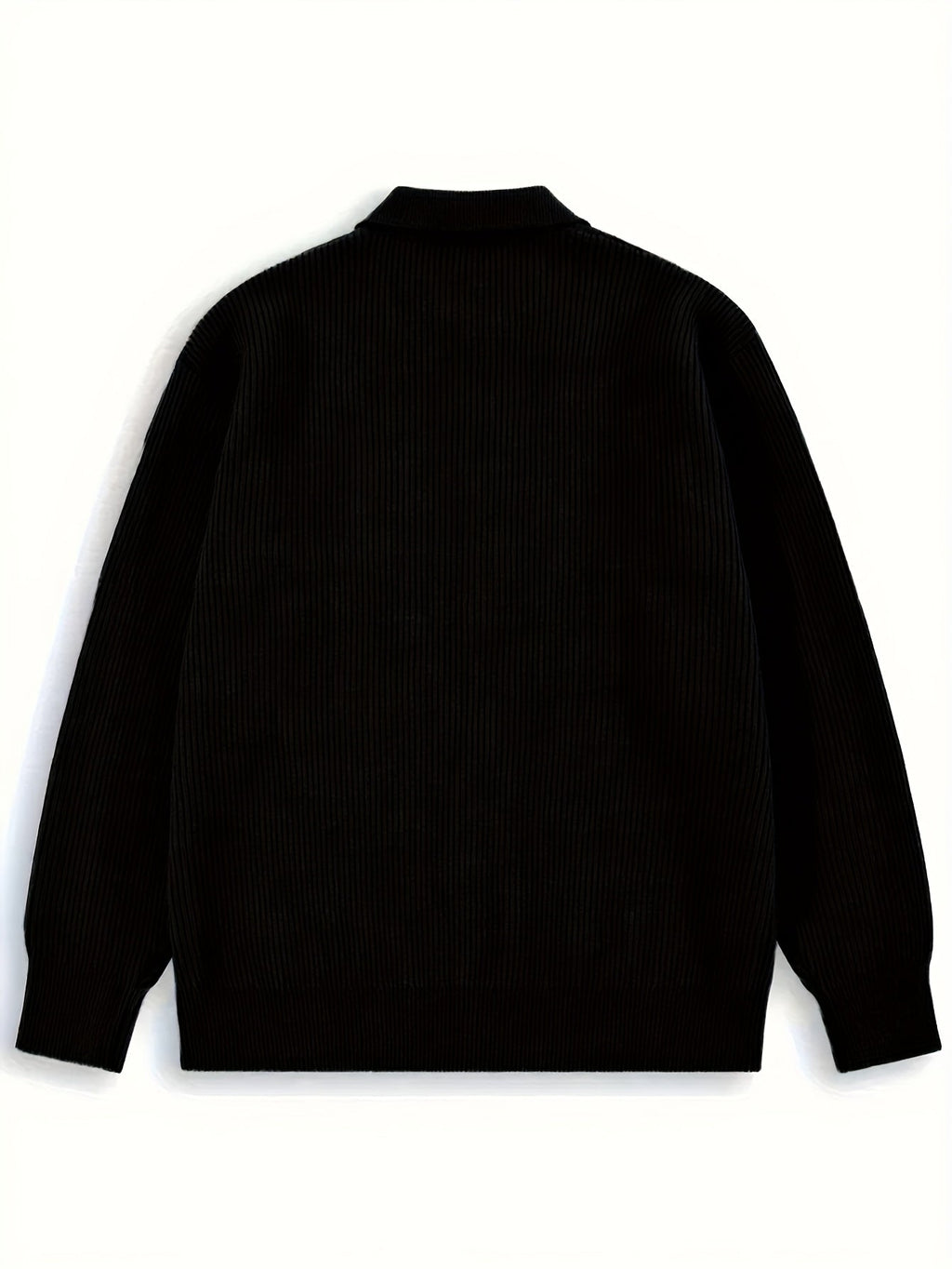 Men's Roomy Collared Button-Up Knit Cardigan