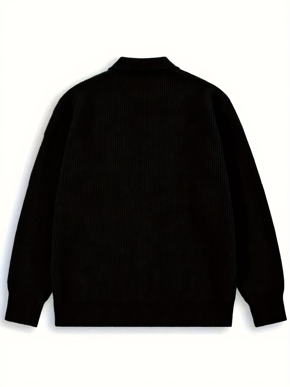 Men's Roomy Collared Button-Up Knit Cardigan