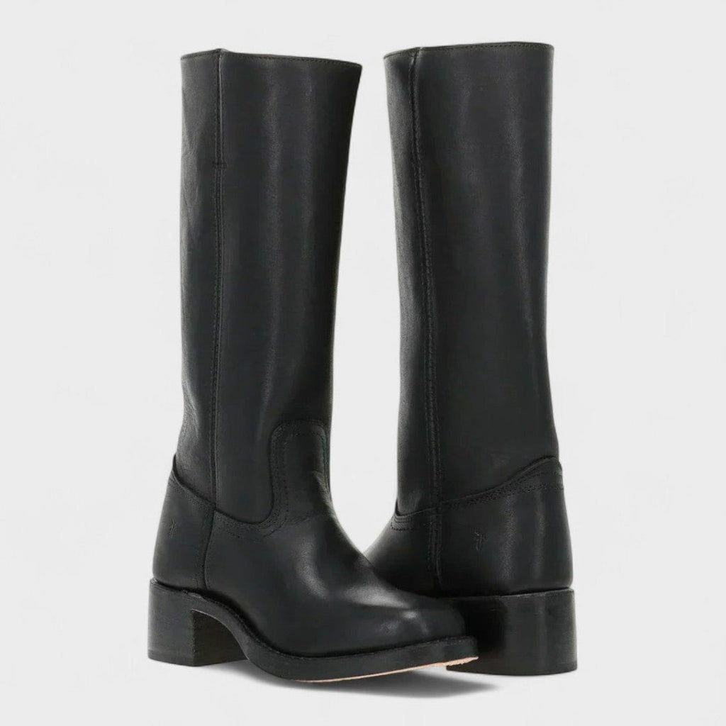 Women's Center-Seam Leather Western Boots with Rounded Toe