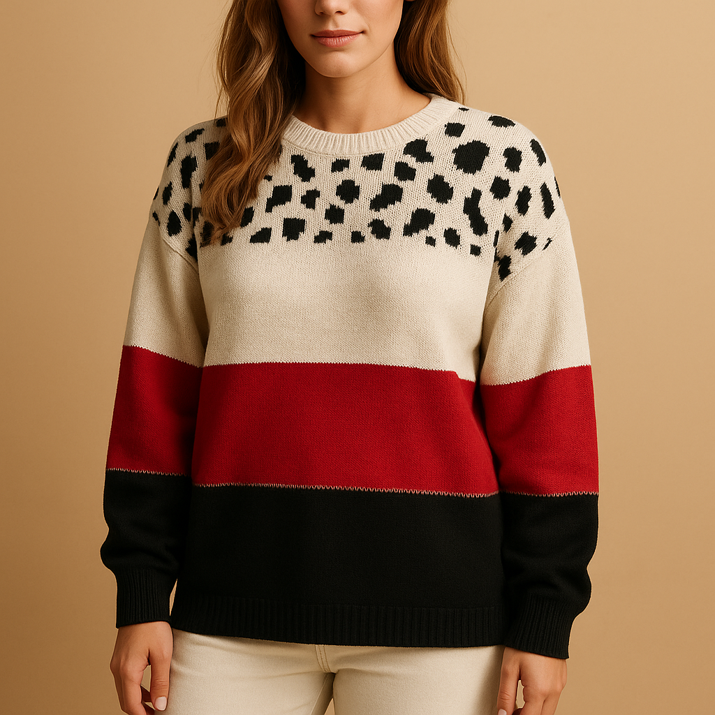 Women's All-Over Print Relaxed Cotton Knit Sweater