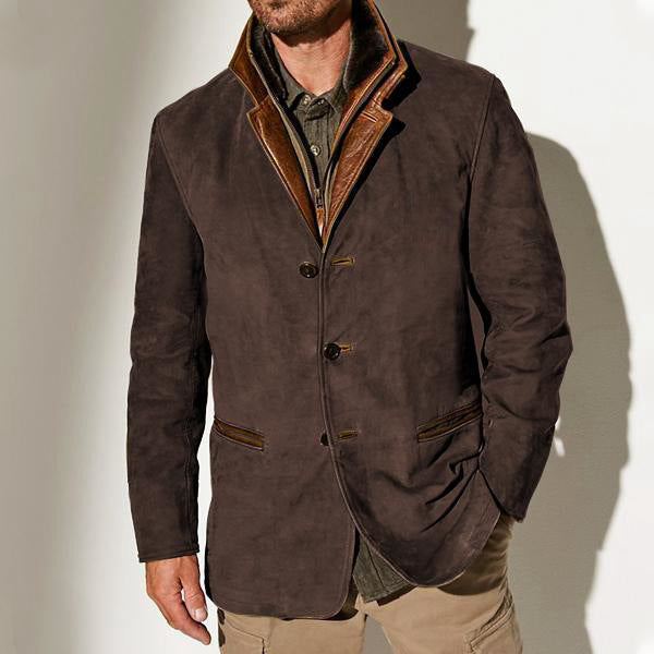 Men's Easy Smart-Casual Blazer Jacket with Classic Lapels - Brown