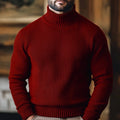 Men's Classic Rib-Knit Turtleneck Sweater with an Easy Fit - Wine
