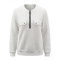 Women's Subtle Cable Quarter-Zip Sweater for Everyday Wear - White
