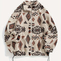 Women's Printed Plush Full-Zip Jacket with Adjustable Hem - Apricot