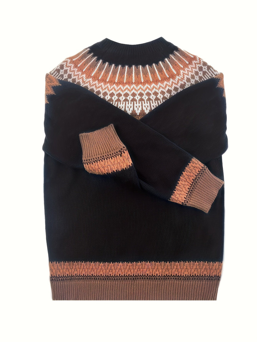 Women's Chunky Nature Motif Jacquard Crew Neck Pullover