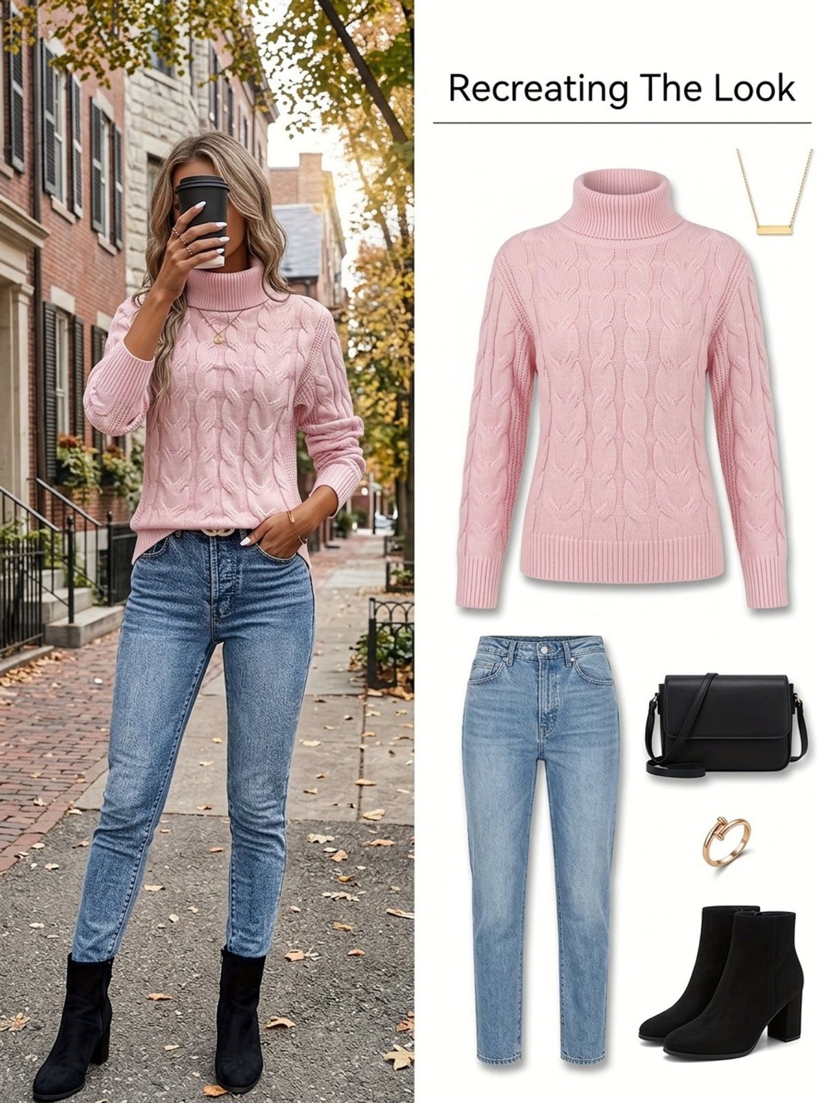 Women's Twisted Cable Turtleneck Sweater in a Lightly Shaped Fit