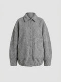 Women's Oversized Raised-Collar Longline Coat in Wool Blend - Gray