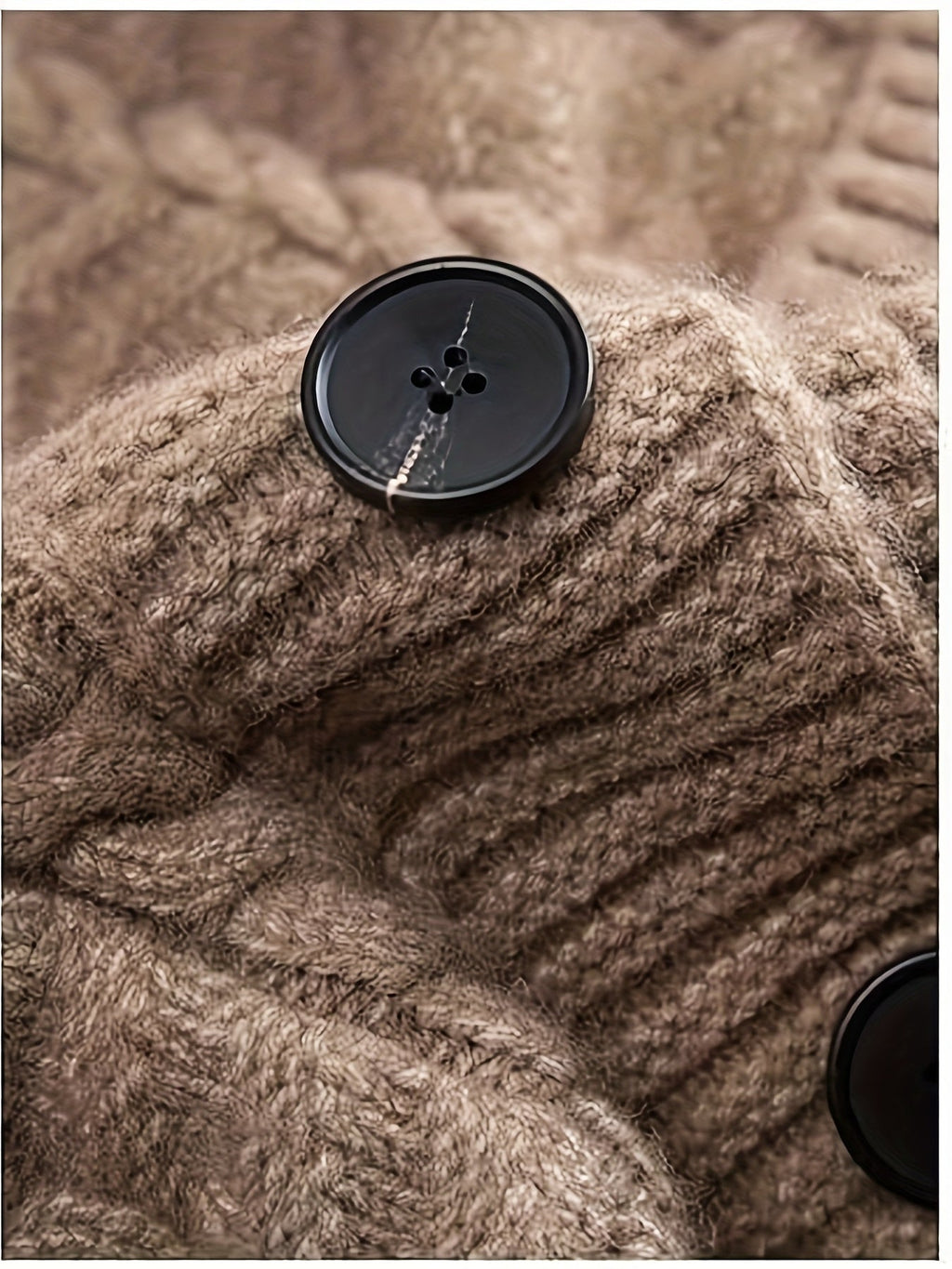 Women's Cable-Knit Long Cardigan with Buttons and Front Pockets