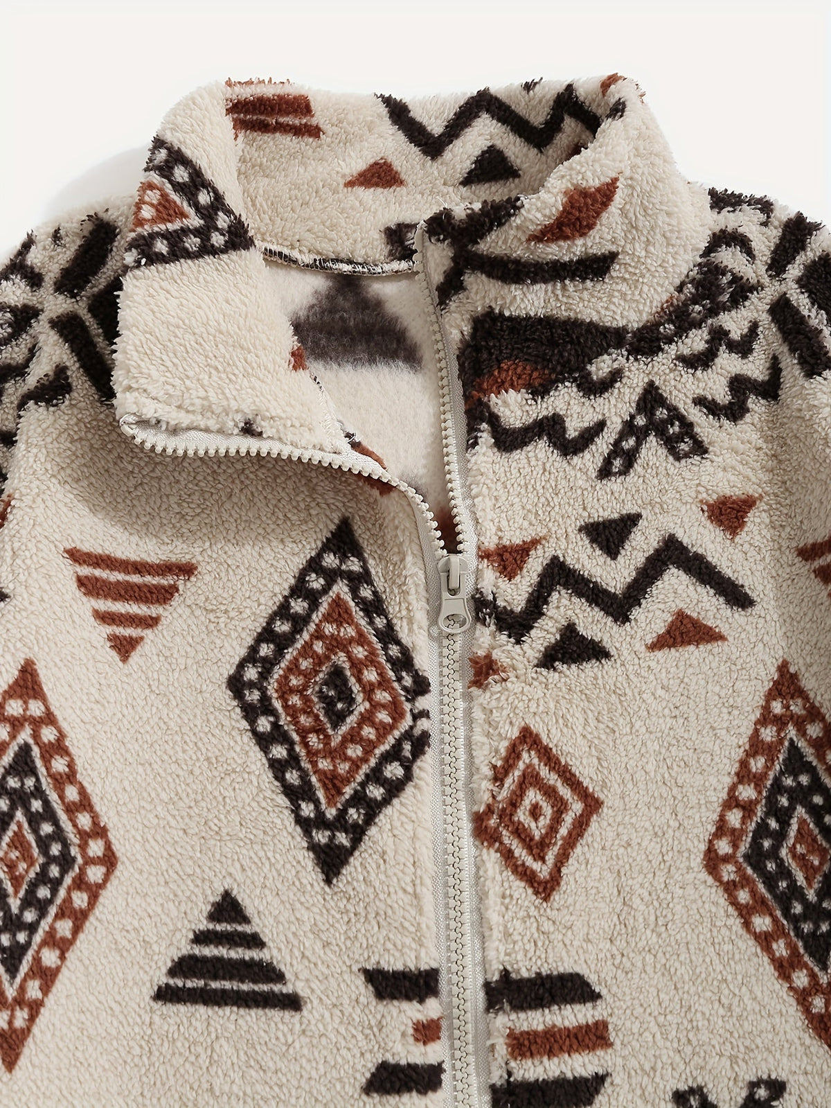 Women's Printed Plush Full-Zip Jacket with Adjustable Hem