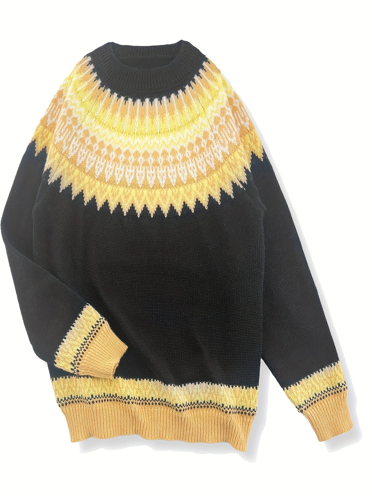 Women's Chunky Nature Motif Jacquard Crew Neck Pullover
