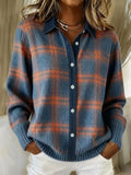 Women's Year-Round Longline Cardigan with Buttons - Blue And Orange