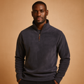 Men's Cold-Weather Fleece Sweater with Zip Stand Collar - Dark Gray
