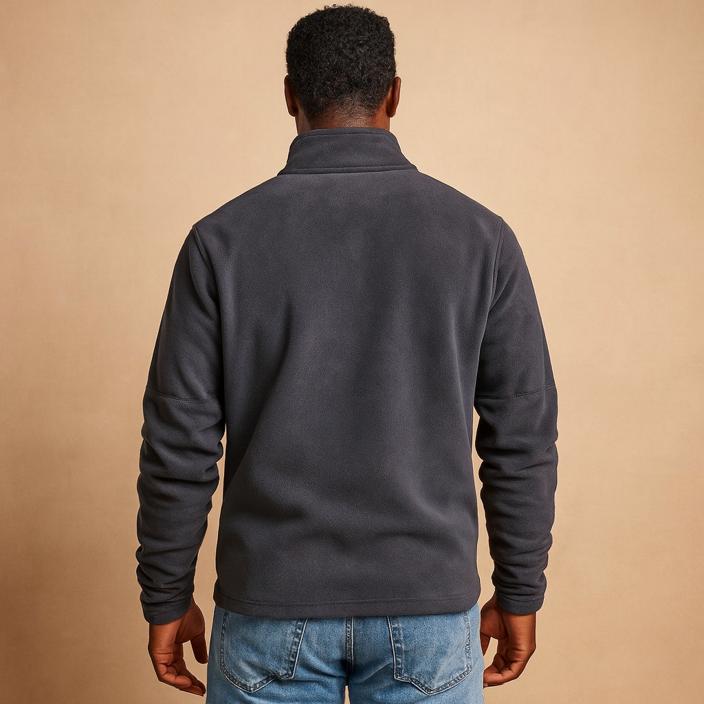 Men's Cold-Weather Fleece Sweater with Zip Stand Collar