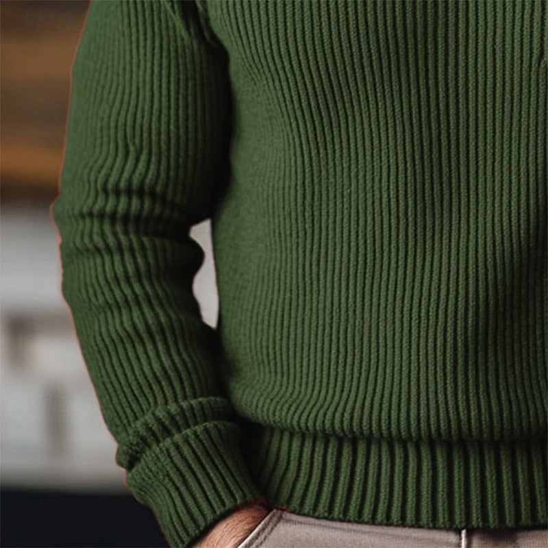Men's Classic Rib-Knit Turtleneck Sweater with an Easy Fit