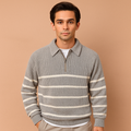 Men's Lightweight Printed Half-Zip Sweater for Office to Weekend - Gray