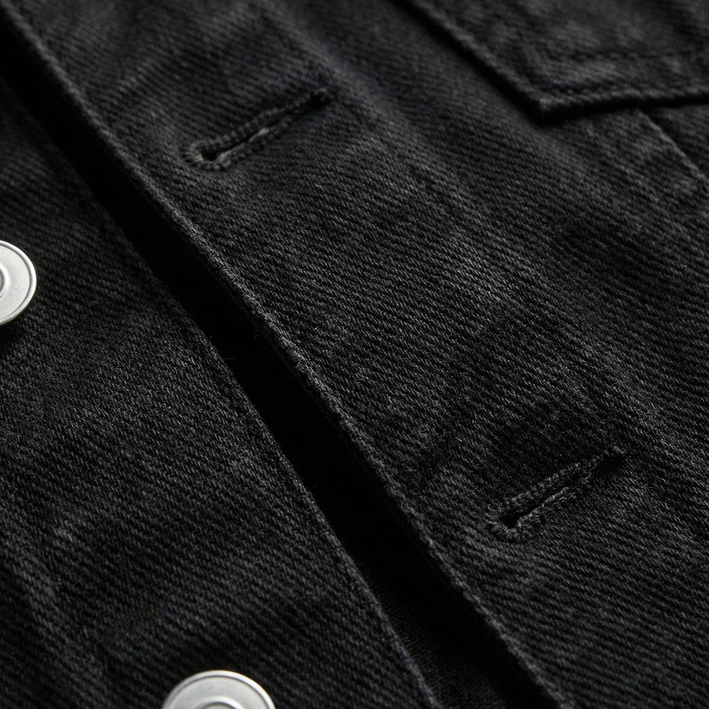 Women's Cropped Denim Jacket with Metal Buttons and Chest Pockets