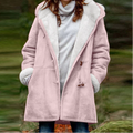 Women's Water-Repellent Mid-Length Duffle with Lined Hood - Light Pink