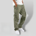 Men's Loose-Fit Paneled Cargo Pants with Straight Leg - Green