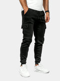 Men's Soft Tapered Joggers with Flap Cargo Pockets - Black