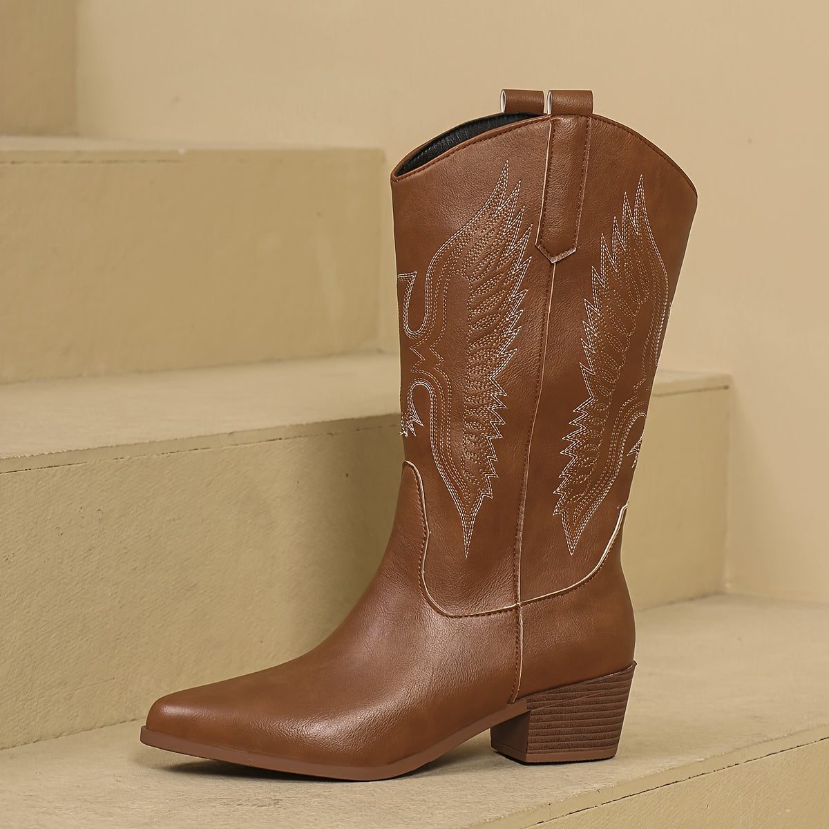 Women's Embroidered Wing Western Boots with Pointed Toe