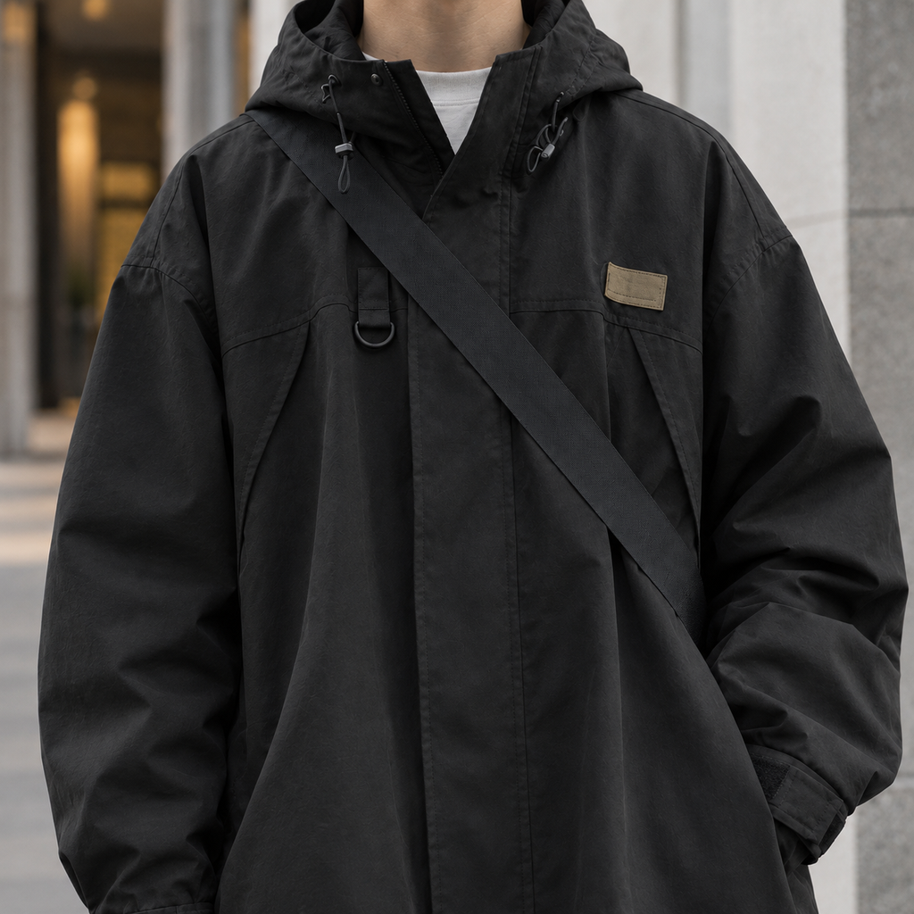 Men's Soft Woven Hooded Jacket with Adjustable Cuffs and Hem