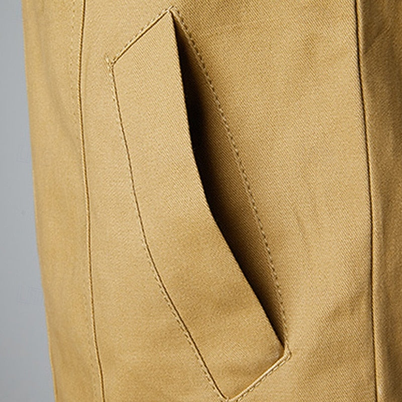 Men's Relaxed Stand-Collar Field Jacket with Multiple Pockets
