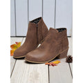 Women's Cutout Block Heel Booties for Work and Weekend - Brown