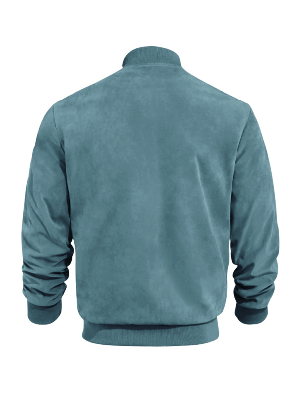 Men's Relaxed Zip-Front Bomber with Soft Suede-Look Texture