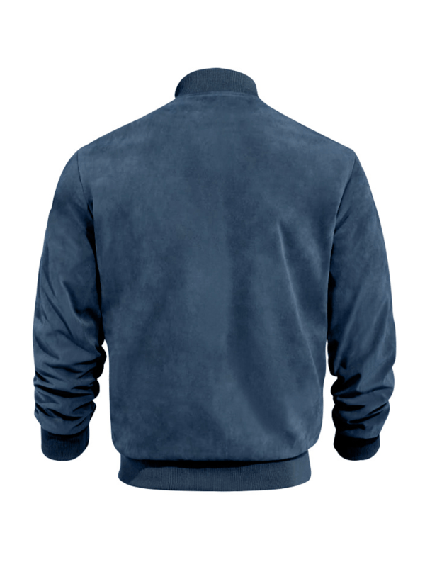Men's Relaxed Zip-Front Bomber with Soft Suede-Look Texture