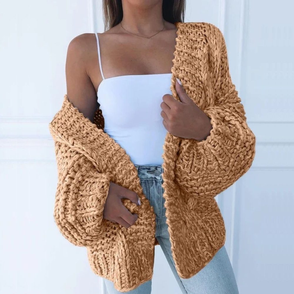 Women's Oversized Open Cardigan in Slouchy Chunky Knit