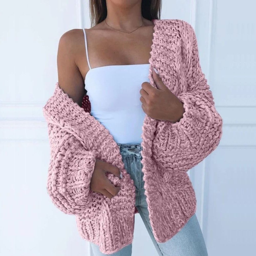 Women's Oversized Open Cardigan in Slouchy Chunky Knit