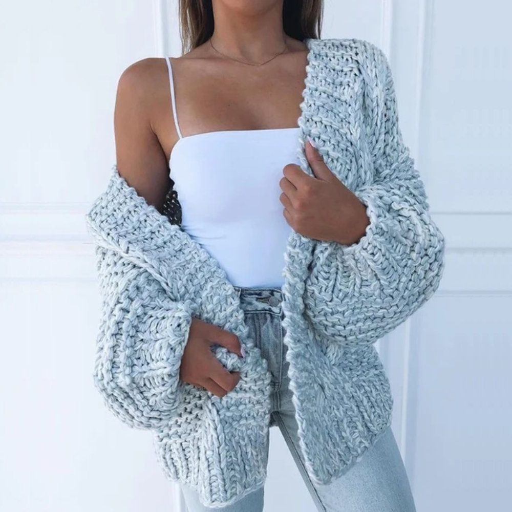 Women's Oversized Open Cardigan in Slouchy Chunky Knit
