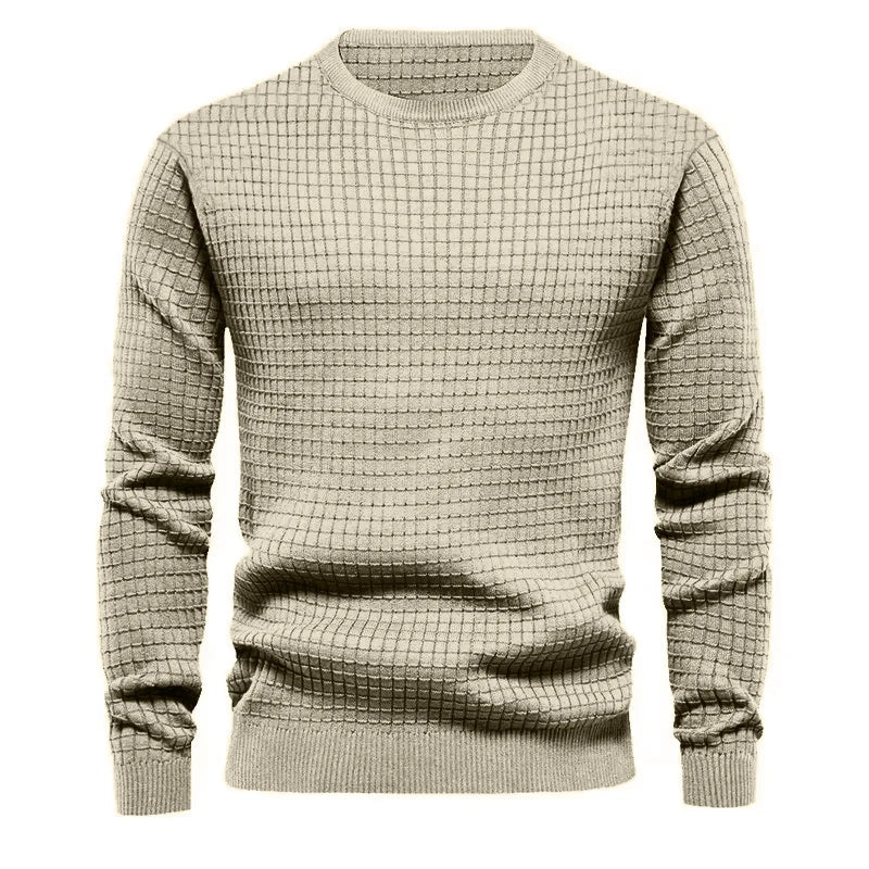 Men's Classic Waffle-Knit Pullover Sweater - Khaki