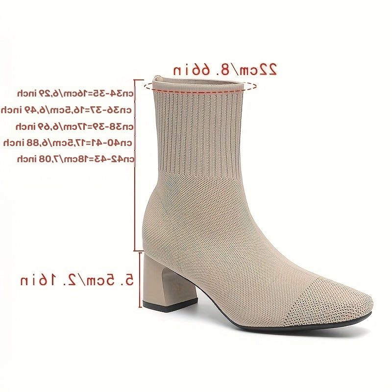 Women's Pointed Ribbed Knit Heeled Booties for Work and Evening