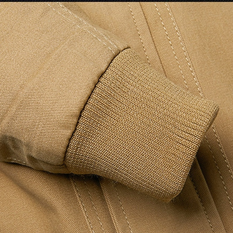 Men's Relaxed Stand-Collar Field Jacket with Multiple Pockets