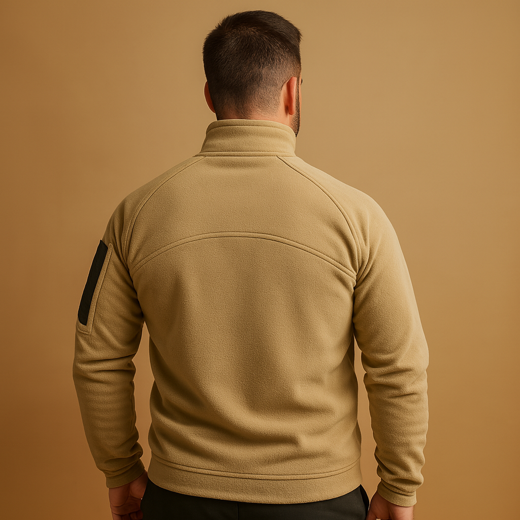 Men's Structured High-Neck Sweater with Zipped Arm Pocket