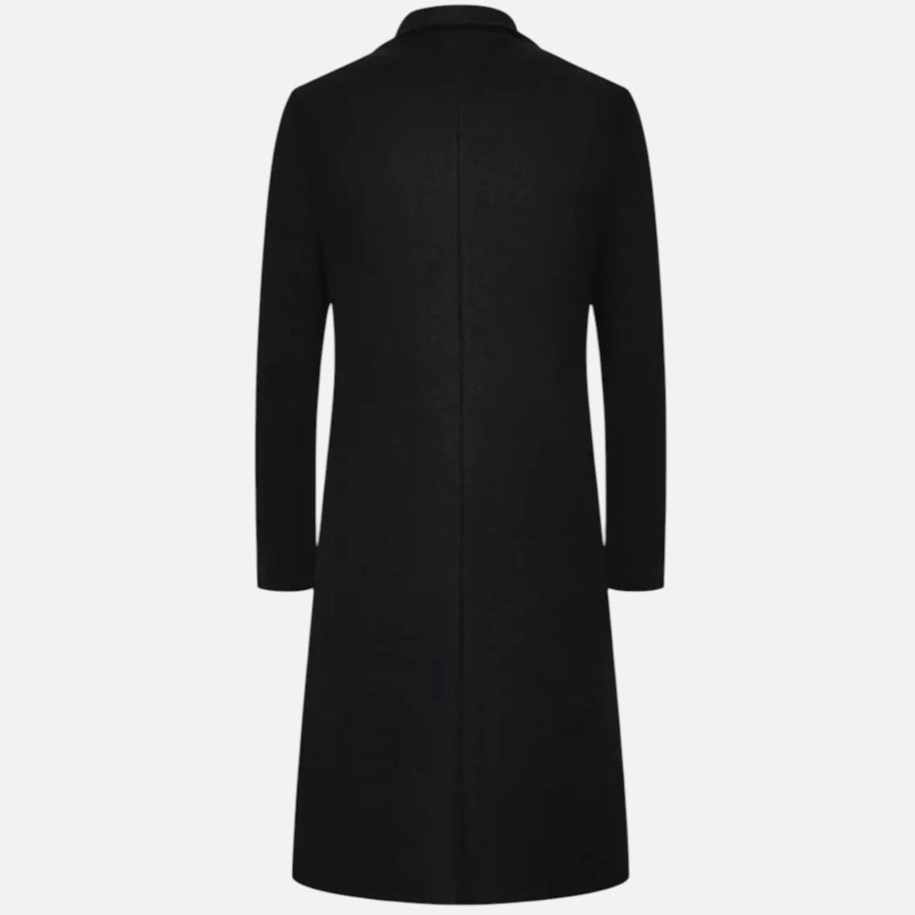 Men's Knee-Length Slim Dress Coat with Single-Breasted Front