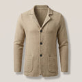 Men's Jacket-Style Slim Knit Cardigan with Buttons - Beige