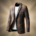 Men's Houndstooth Two-Button Sport Coat in a Mid-Weight Blend - Brown